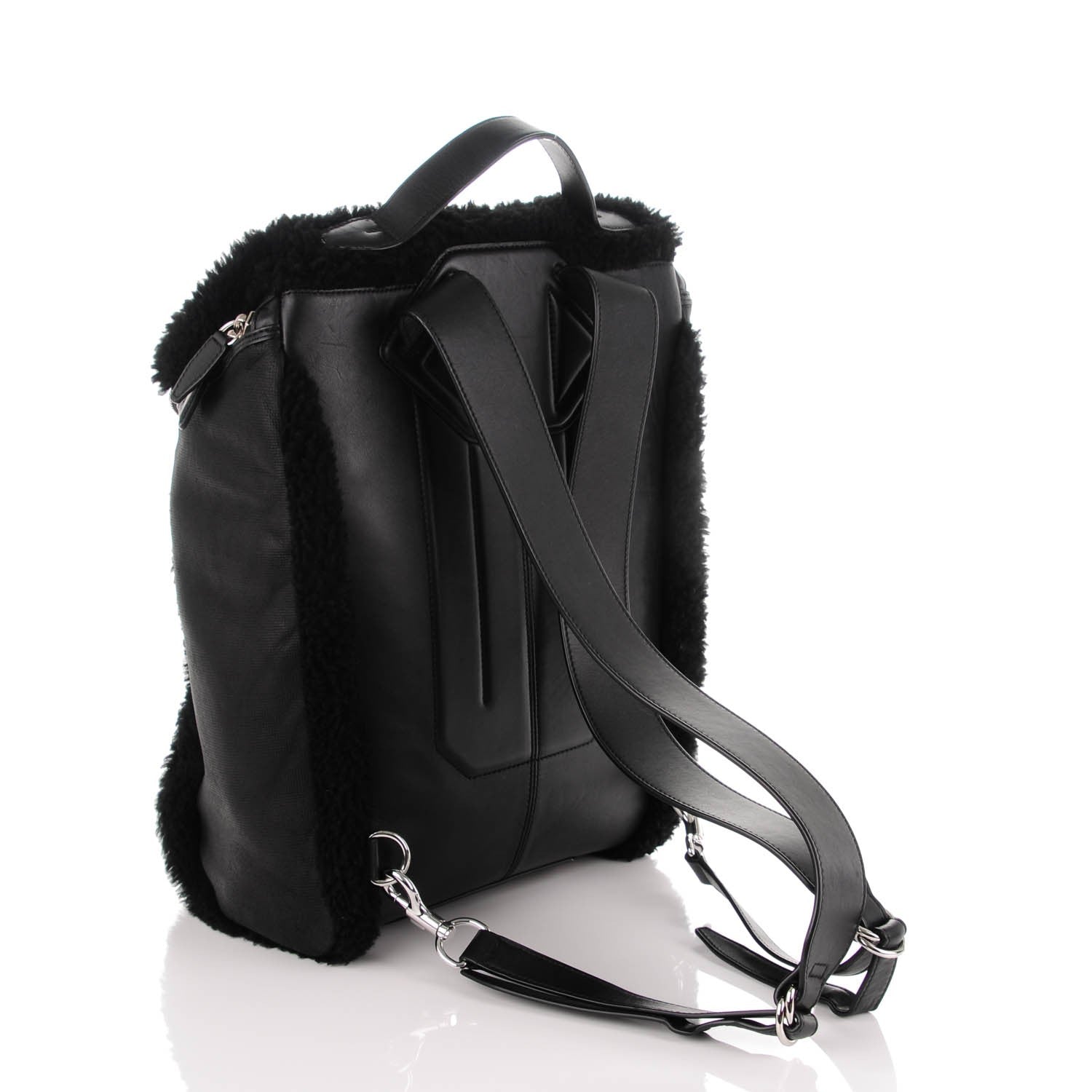 Alexander Wang Shearling Rubberized Lambskin Inside Out Backpack Black 3 of 6