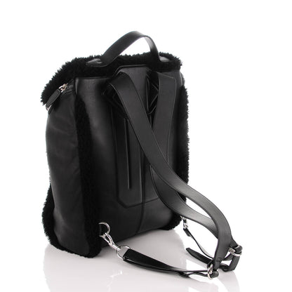 Alexander Wang Shearling Rubberized Lambskin Inside Out Backpack Black 3 of 6