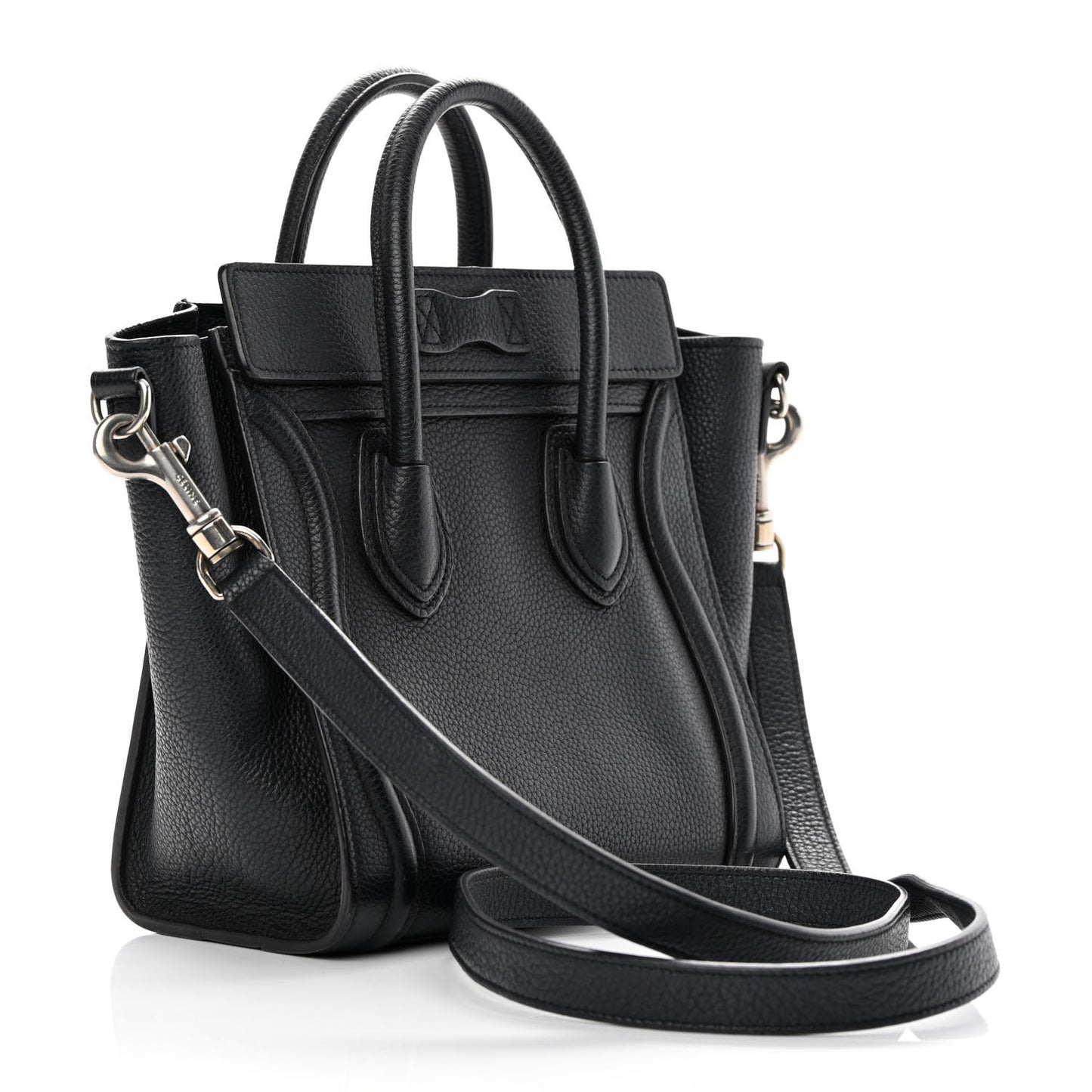 Drummed Calfskin Nano Luggage Black
