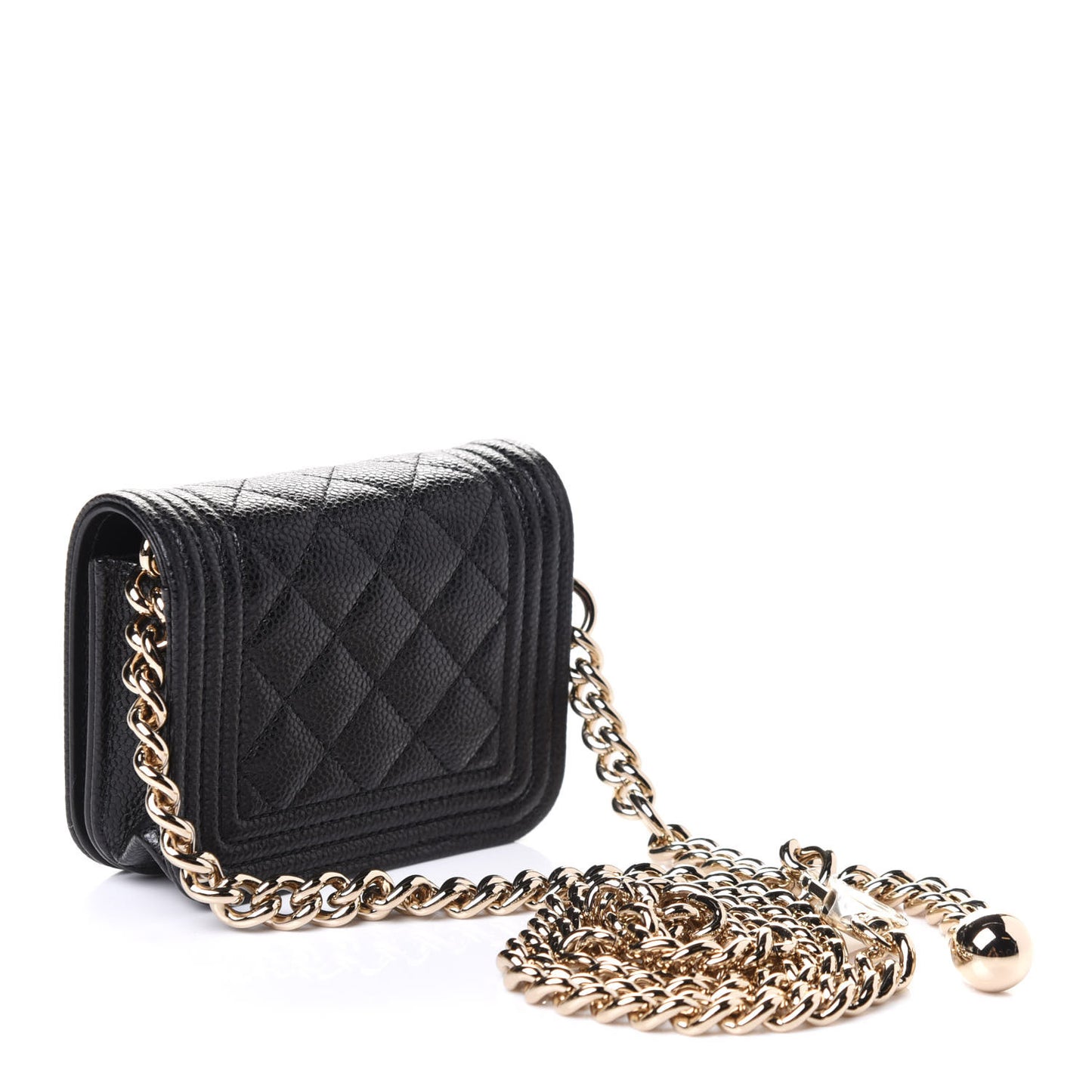 Caviar Quilted Boy Flap Waist Belt Bag Black