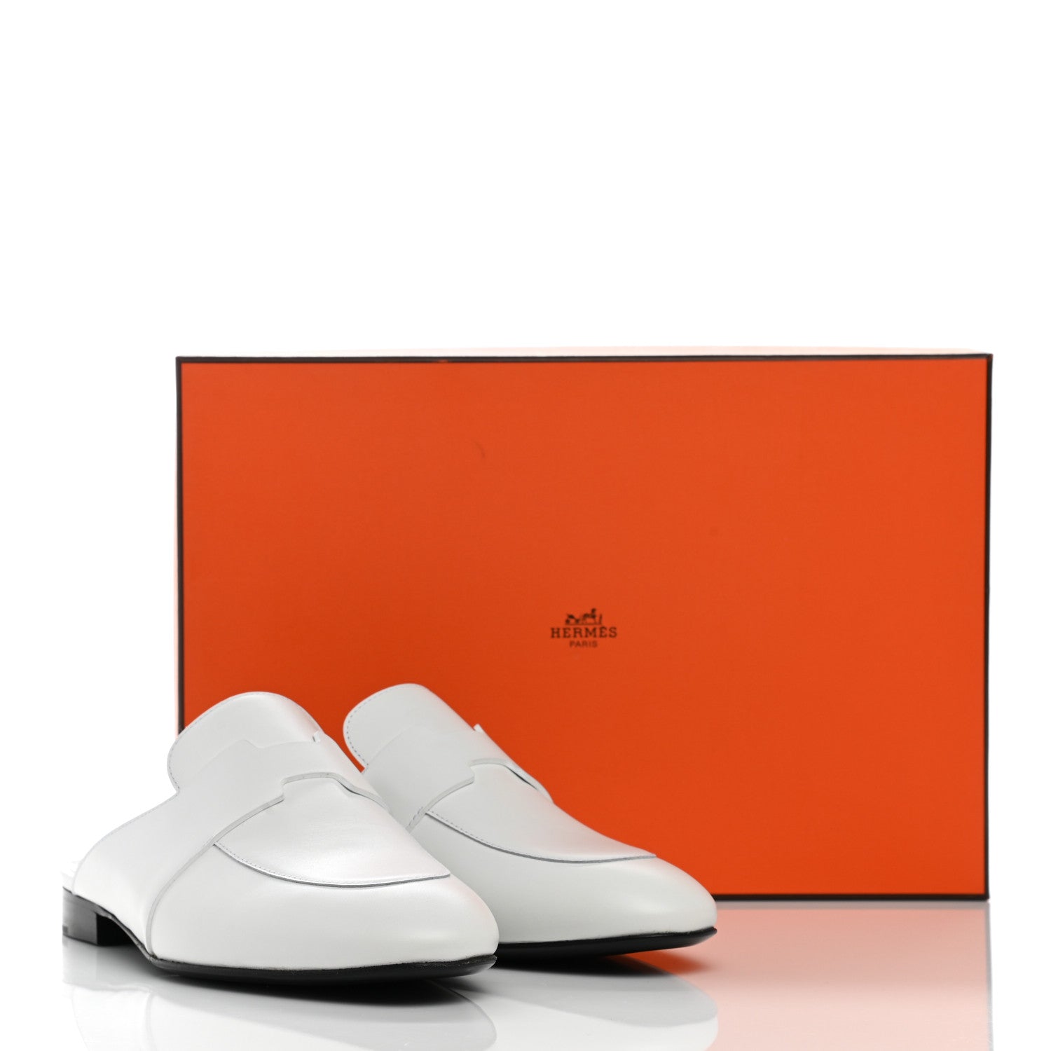 Hermes Calfskin Womens Op'H Catena Mules 37 White 9 of 9