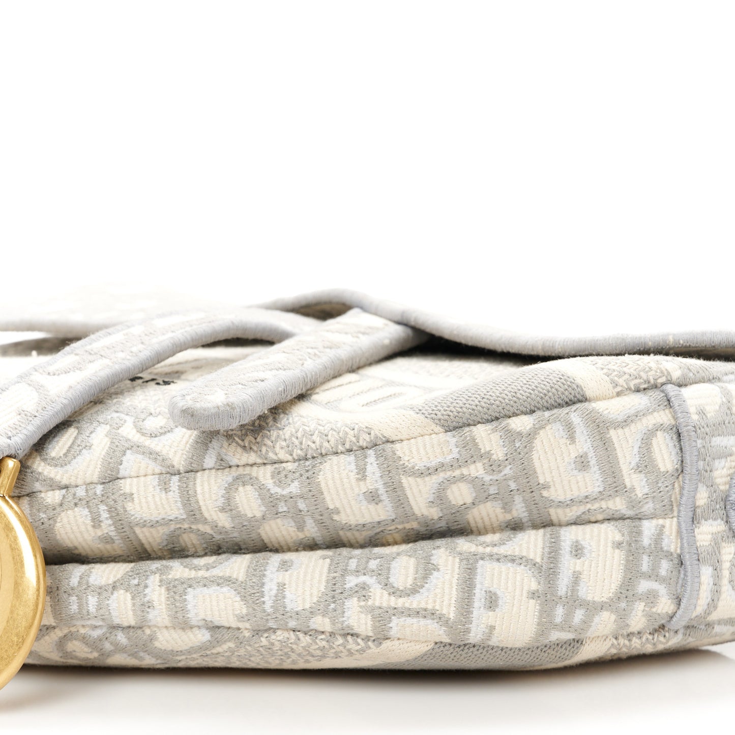 Oblique Embroidered Saddle Bag Gray