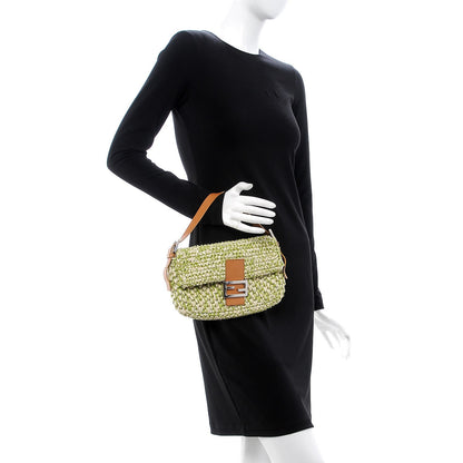 Fendi Woven Straw Baguette Green 2 of 9
