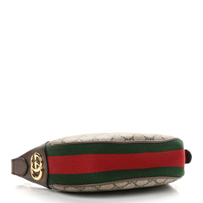 Gucci GG Supreme Monogram Textured Calfskin Web Mini Ophidia Half Moon Hobo Beige Ebony New Acero 4 of 11