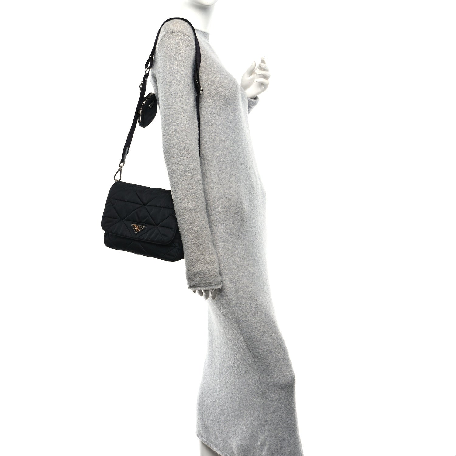 Prada Re-Nylon Quilted Padded Flap Shoulder Bag Black 2 of 11