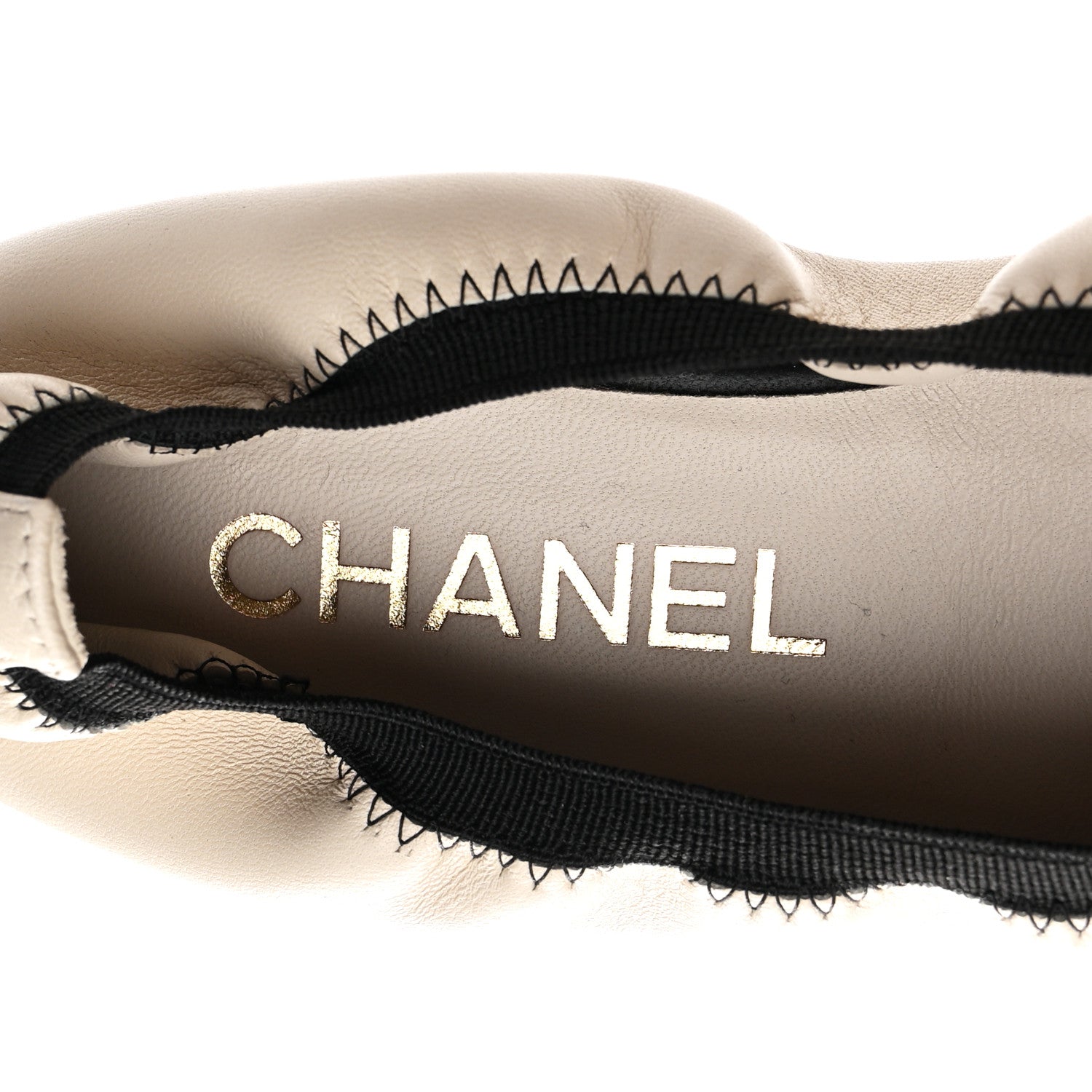 Chanel Lambskin CC Elastic Cap Toe Ballerina Flats 35 White Black 7 of 8