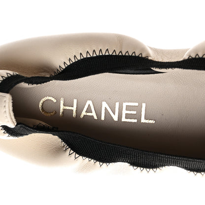 Chanel Lambskin CC Elastic Cap Toe Ballerina Flats 35 White Black 7 of 8
