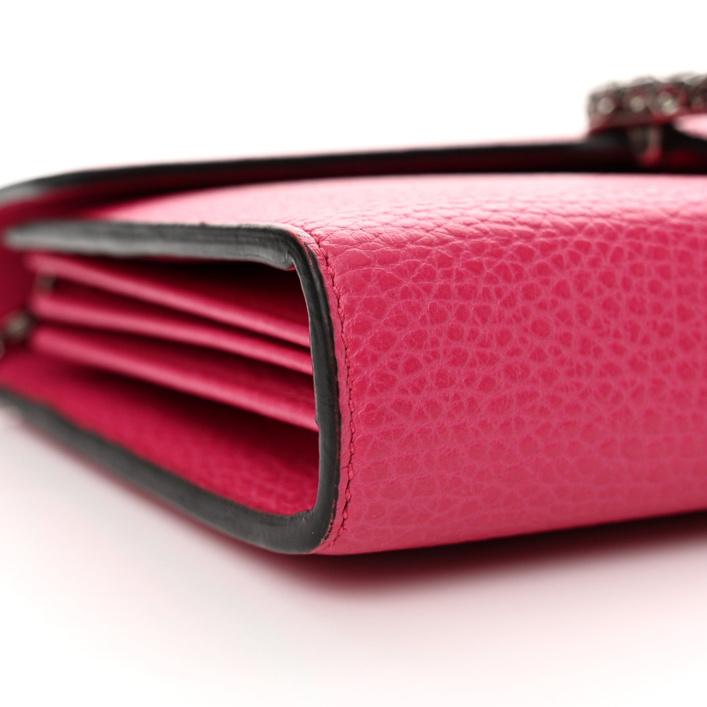 Dollar Calfskin Crystal Mini Dionysus Chain Wallet Box Pink