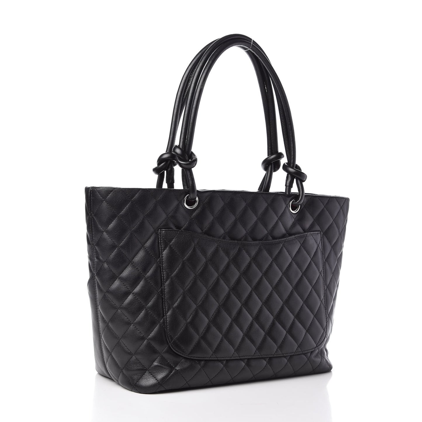Calfskin Quilted Large Cambon Tote Black