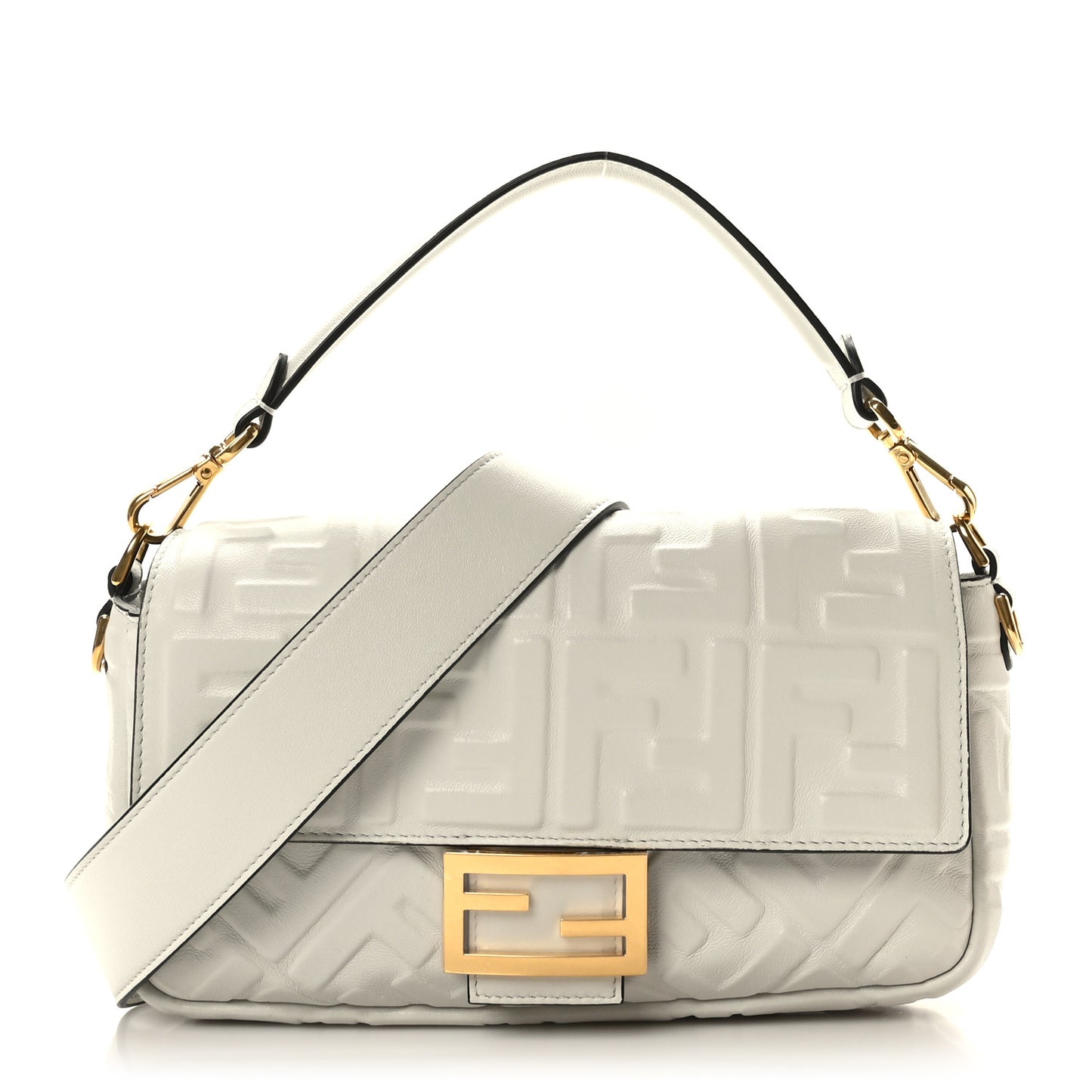Nappa FF 1974 Embossed Baguette White