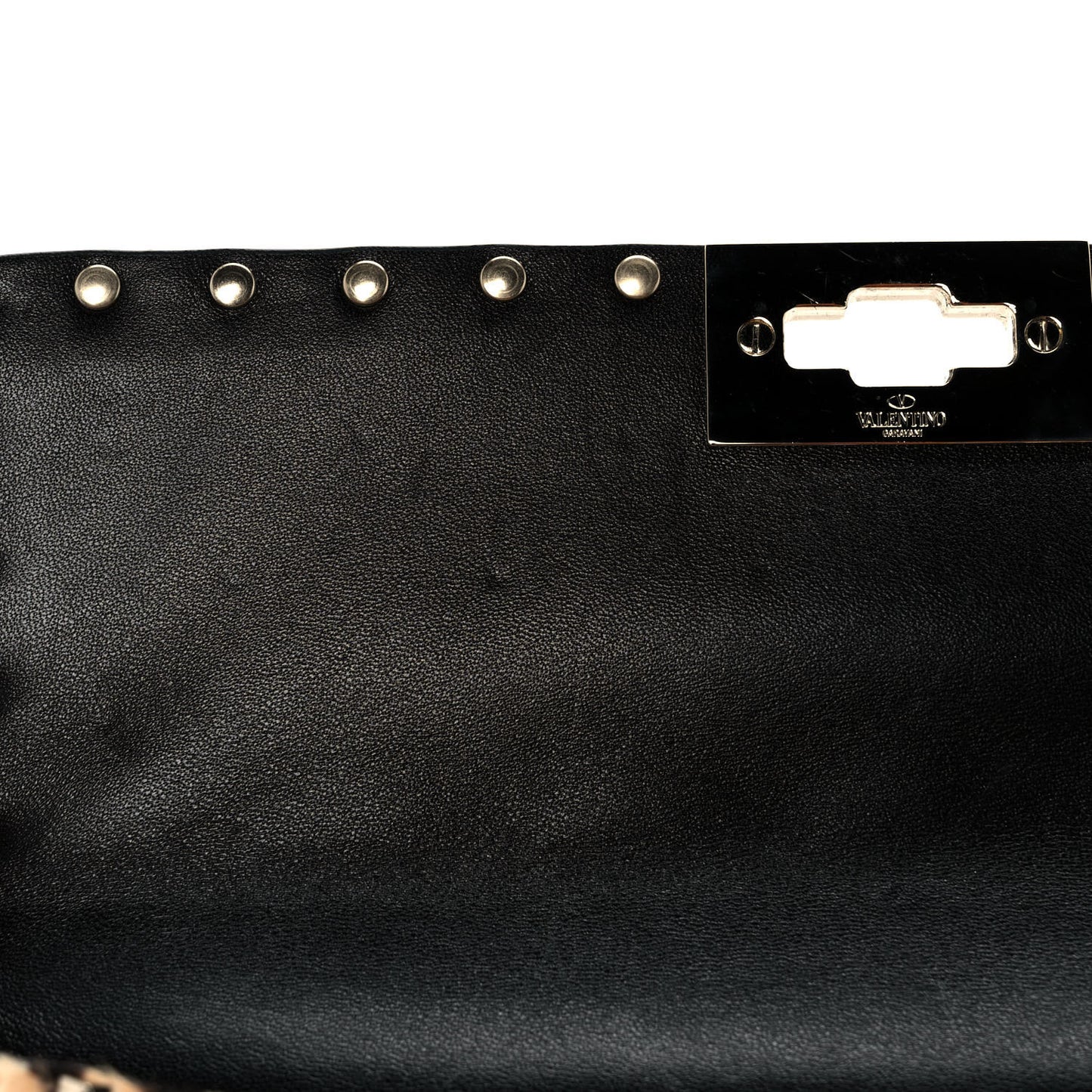 Calf Hair Leopard Print Medium Rockstud Spike Shoulder Bag