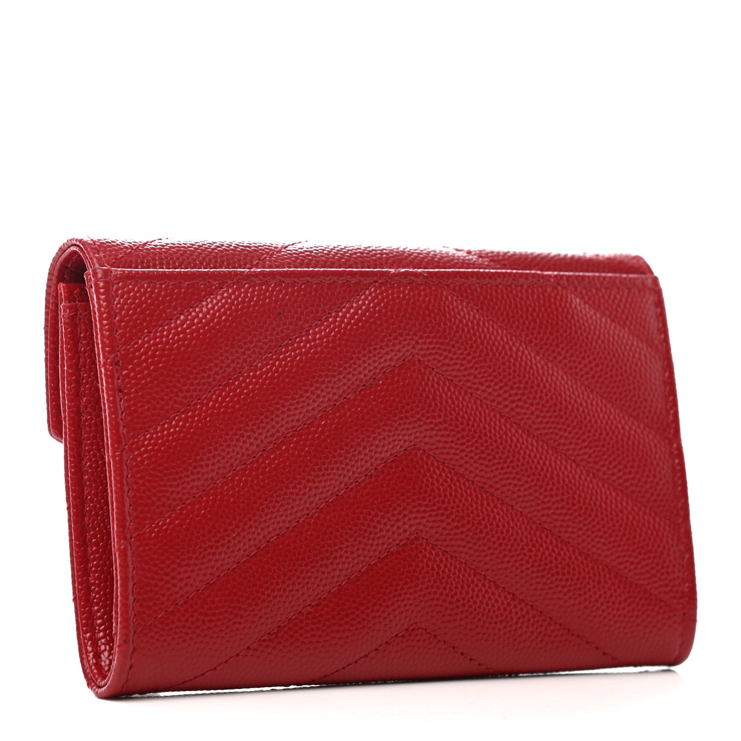 Grain De Poudre Matelasse Chevron Small Monogram Envelope Wallet Rouge Eros