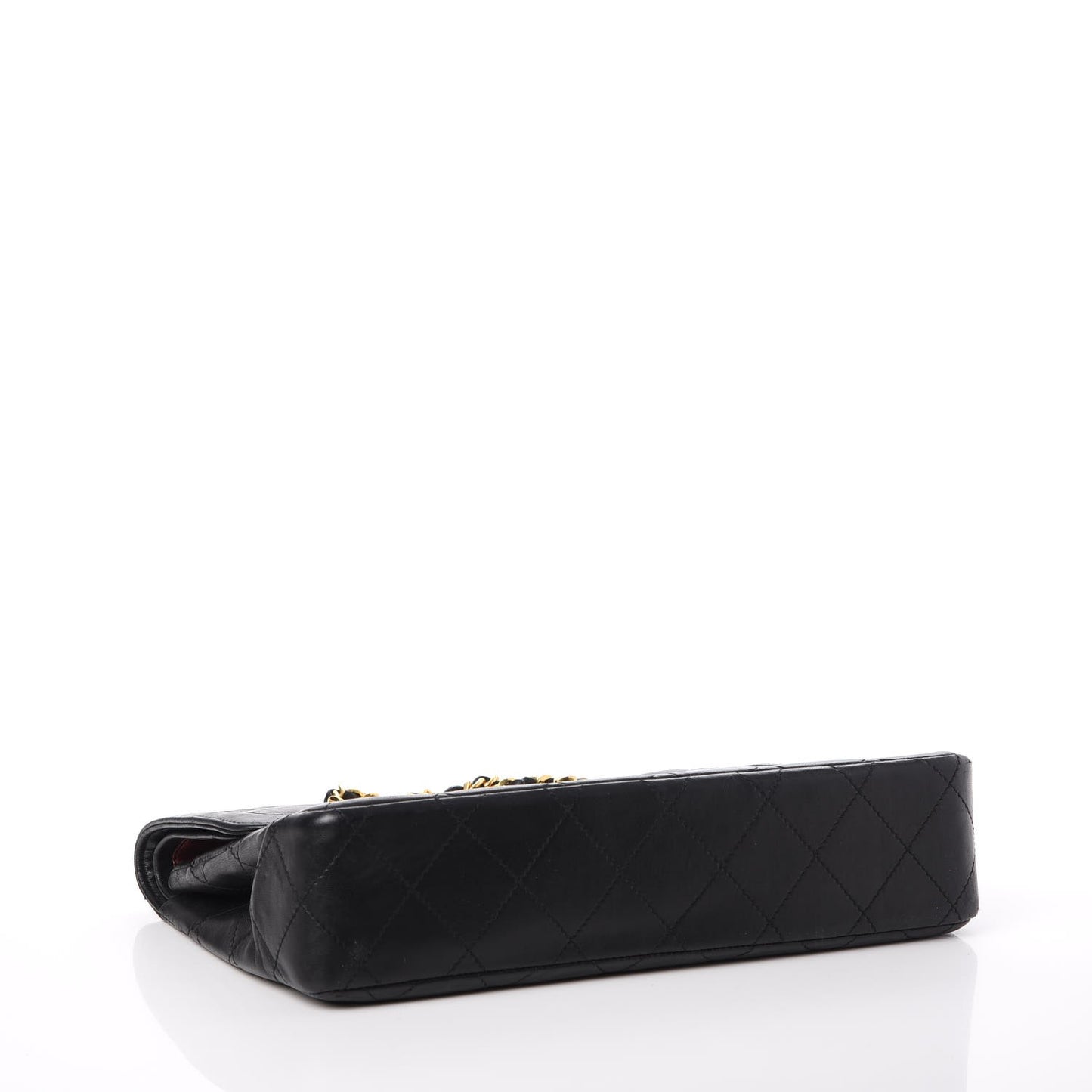 Lambskin Quilted Medium Double Flap Black