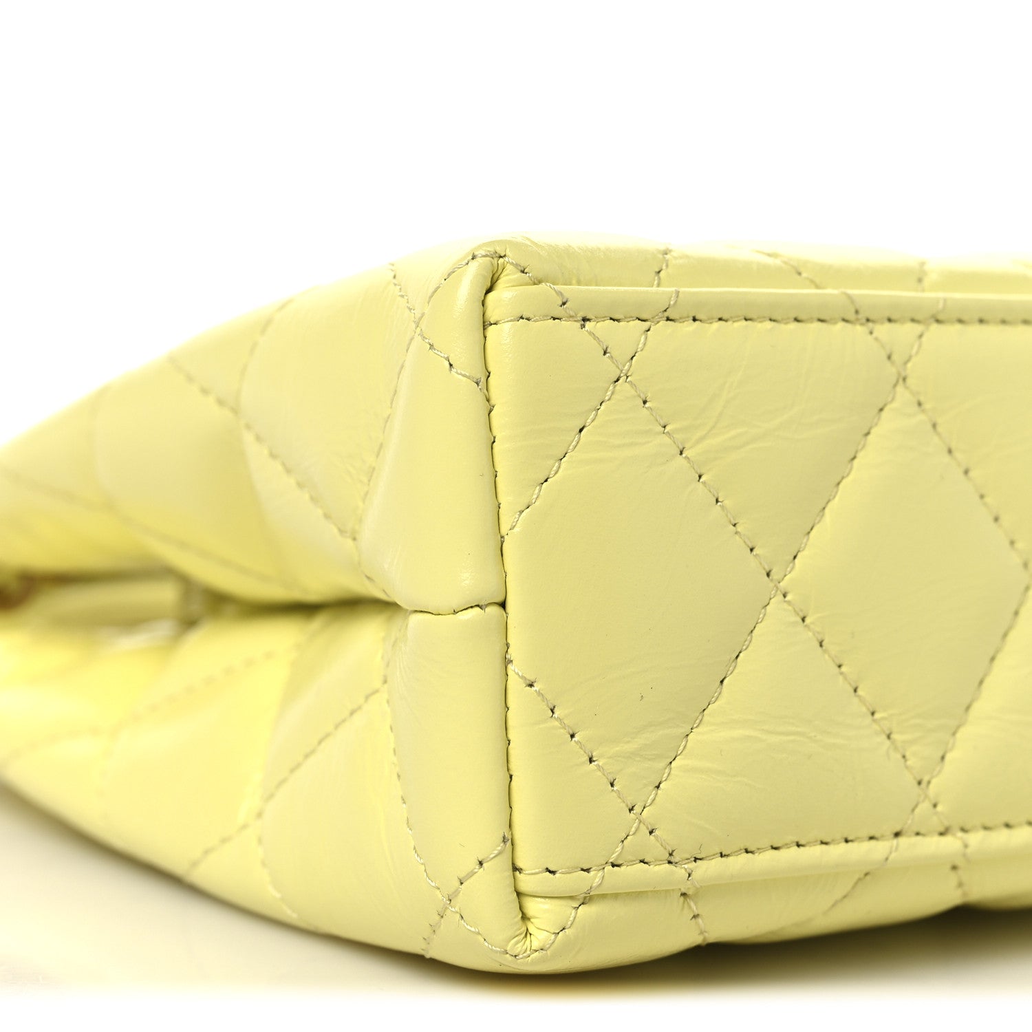 Chanel Shiny Aged Calfskin Quilted Nano Kelly Shopper Light Yellow 9 of 10