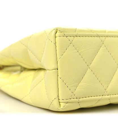 Chanel Shiny Aged Calfskin Quilted Nano Kelly Shopper Light Yellow 9 of 10