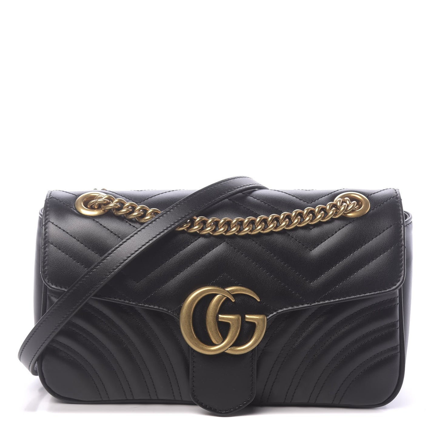 Calfskin Matelasse Small GG Marmont Shoulder Bag Black