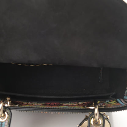Christian Dior Smooth Calfskin Embroidered Medium Lady Dior Black Multicolor 6 of 11