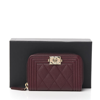 Chanel Caviar Quilted Boy Zip Around Coin Purse Wallet Dark Purple 7 of 7