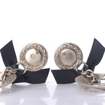 Chanel Lambskin Logo Drop Earrings Gold Black 3 of 4