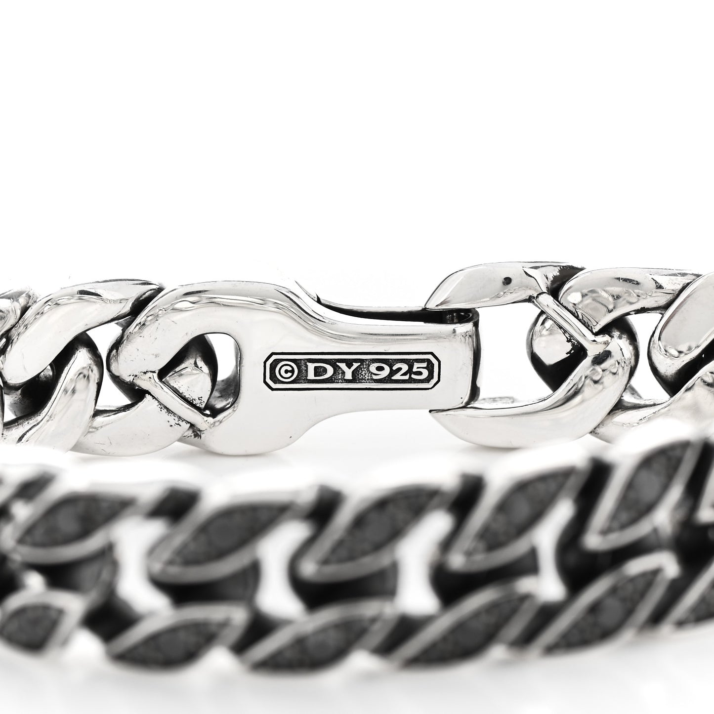 Sterling Silver Black Diamond Curb Chain Bracelet