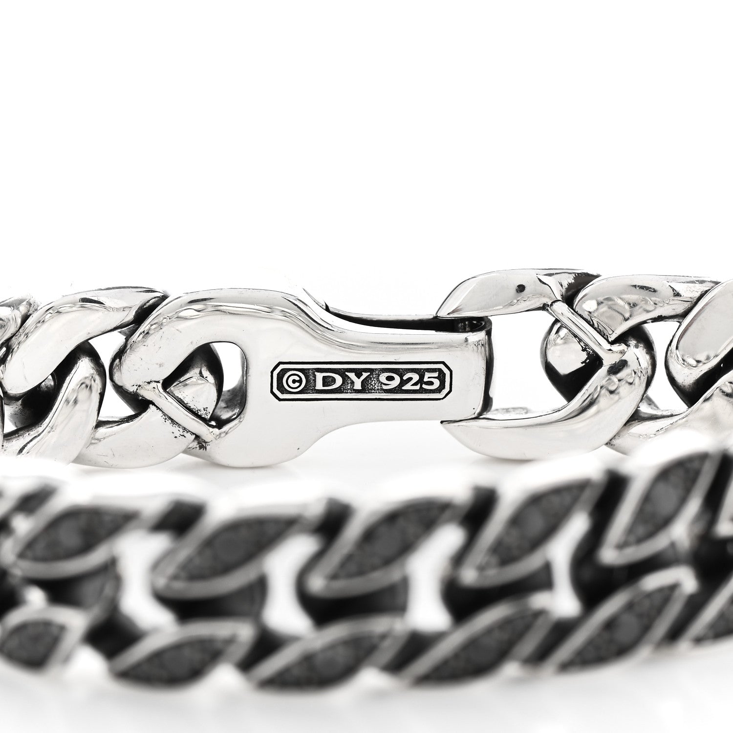 David Yurman Sterling Silver Black Diamond Curb Chain Bracelet 4 of 5