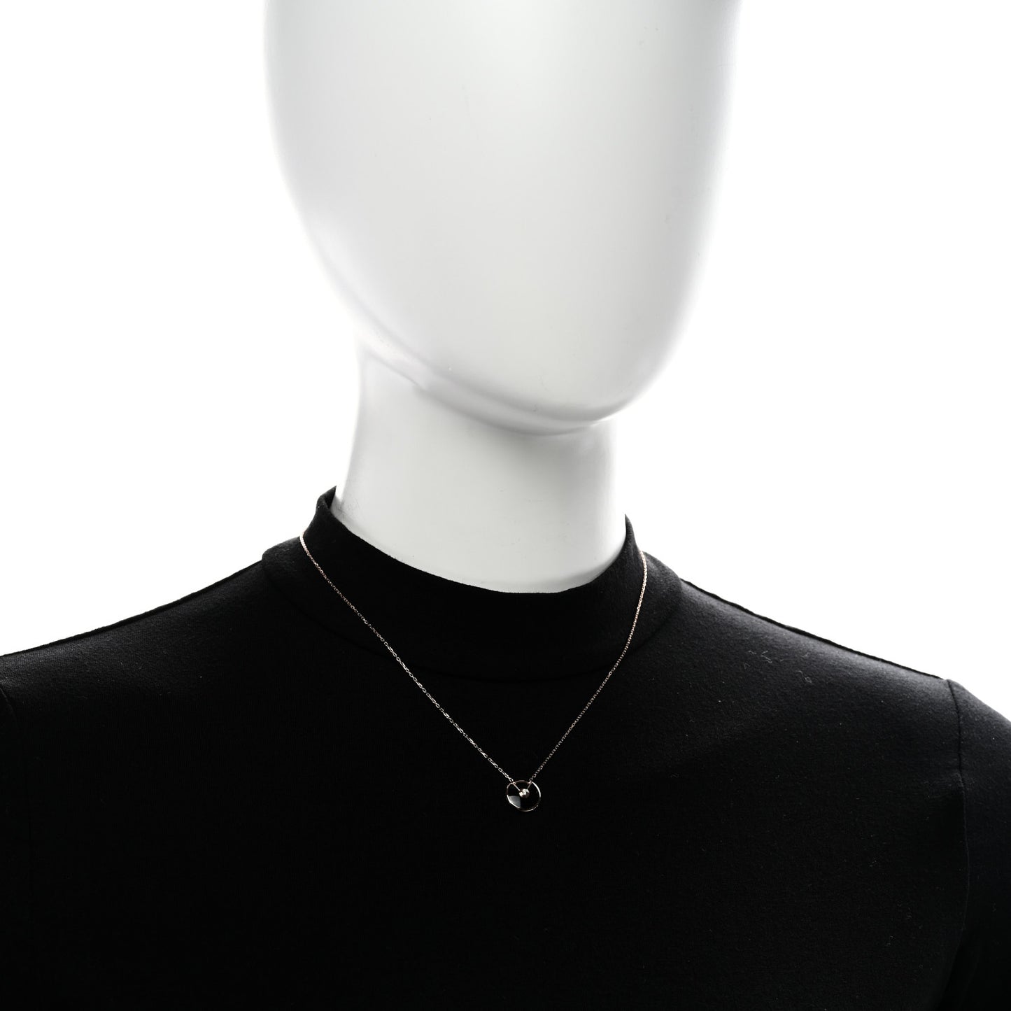 18K Pink Gold Diamond Black Onyx XS Amulette de Cartier Pendant Necklace