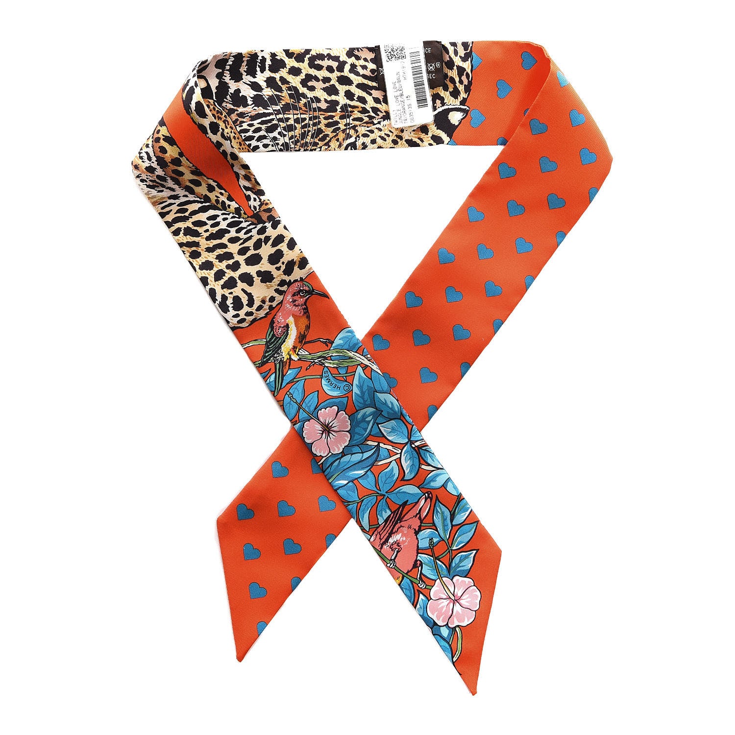 Hermes Silk Jungle Love Love Twilly Orange Bleu Brun 1 of 5
