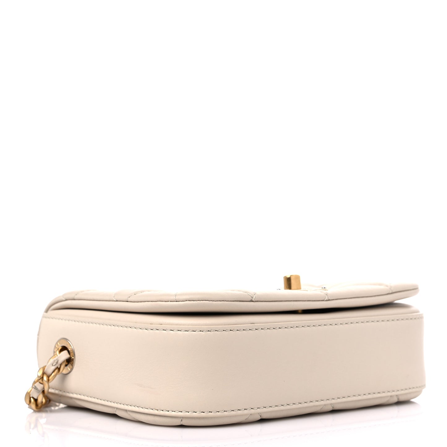 Calfskin Quilted Mini Nailed CC Flap Bag Beige