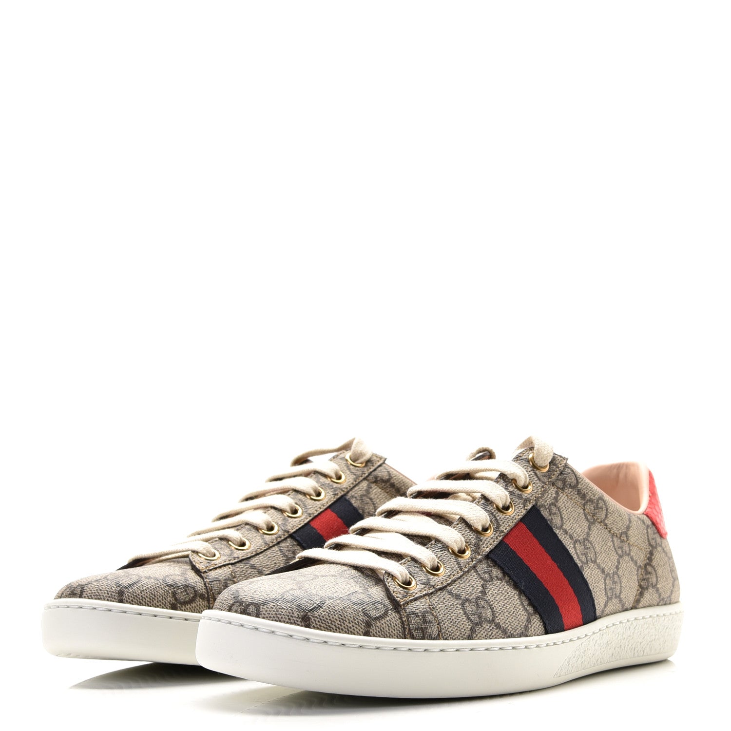 Gucci GG Supreme Monogram Womens Ace Low-Top Sneaker 38 Beige 2 of 10