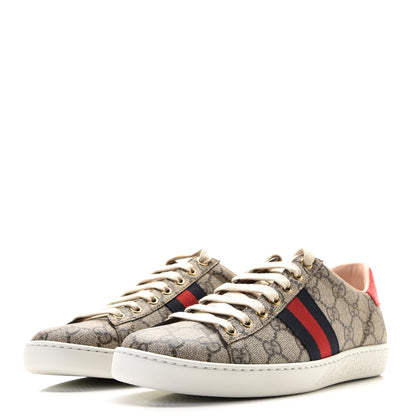 Gucci GG Supreme Monogram Womens Ace Low-Top Sneaker 38 Beige 2 of 10