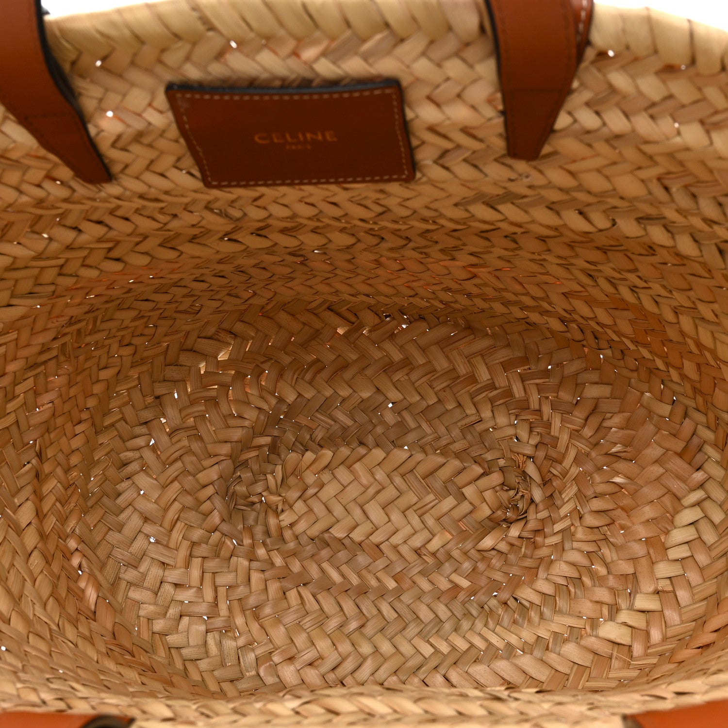 Celine Raffia Calfskin Triomphe Medium Panier Tan 5 of 10