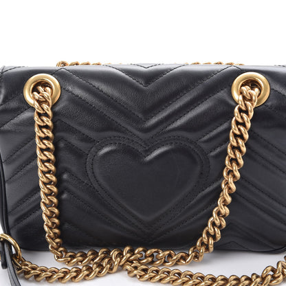Gucci Calfskin Matelasse Mini GG Marmont Shoulder Bag Black 5 of 8