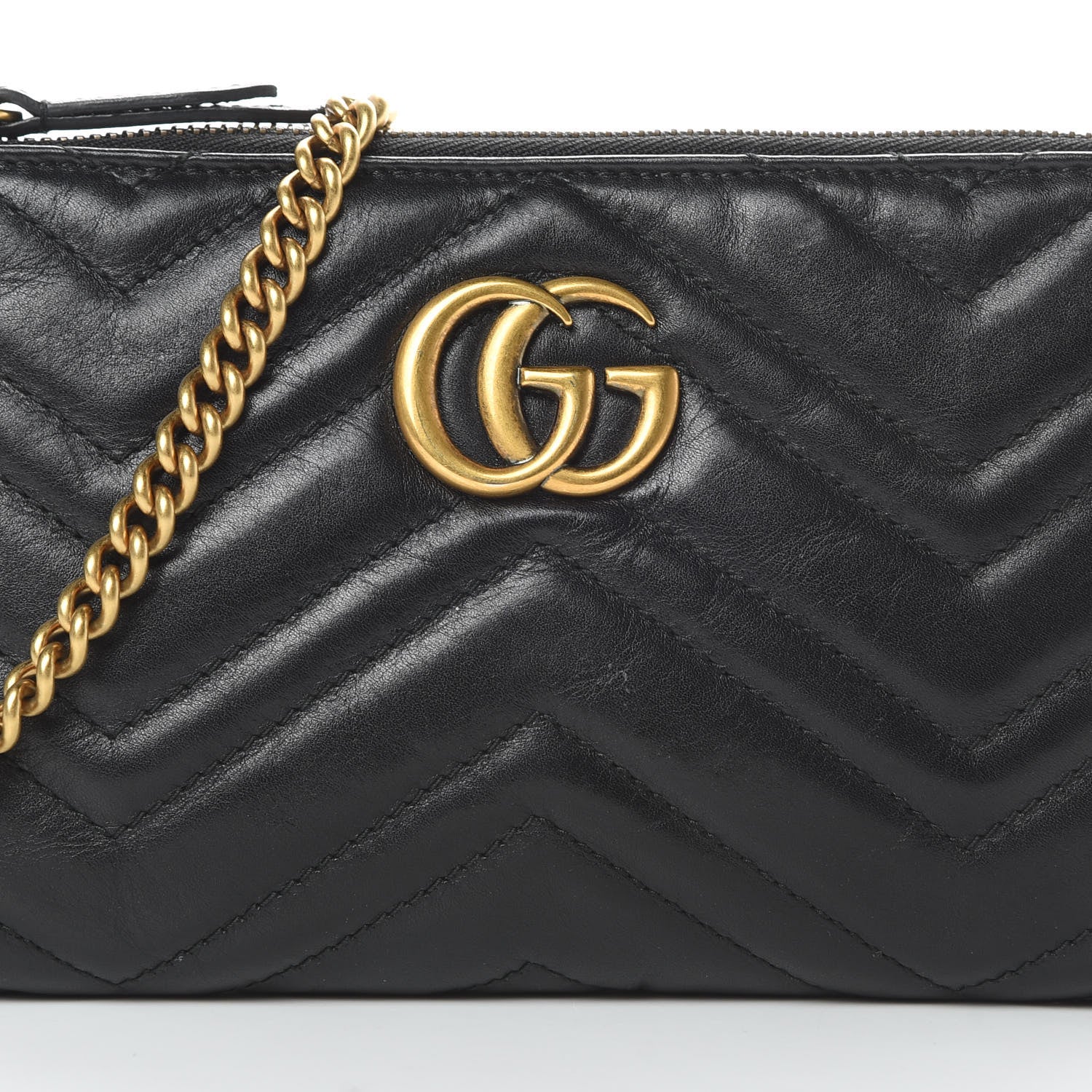 Gucci Calfskin Matelasse Mini GG Marmont Chain Bag Black 8 of 11