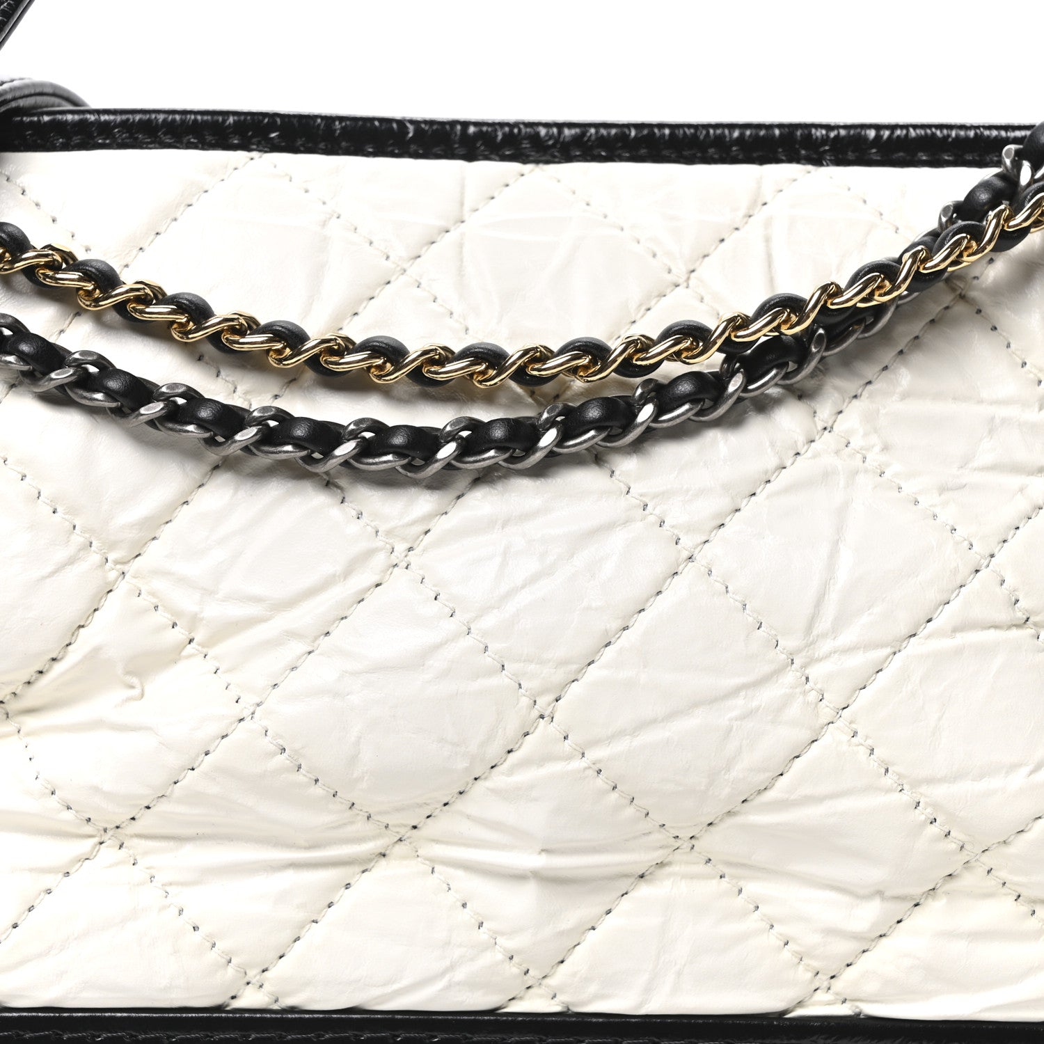Chanel Aged Calfskin Quilted Medium Gabrielle Hobo Black White 8 of 10