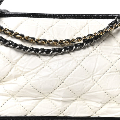 Chanel Aged Calfskin Quilted Medium Gabrielle Hobo Black White 8 of 10