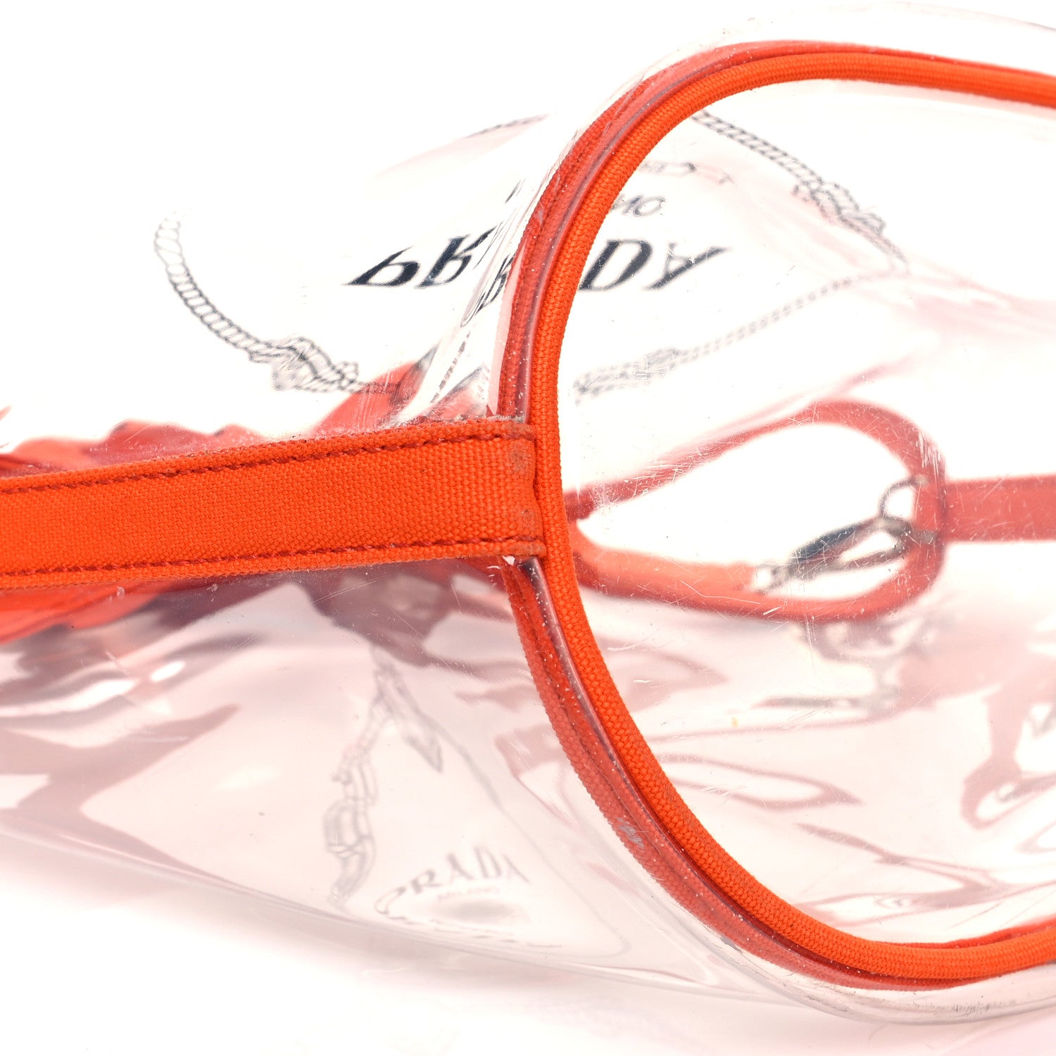 Prada Plexiglass Canapa Small Shopper Tote Arancio 8 of 10