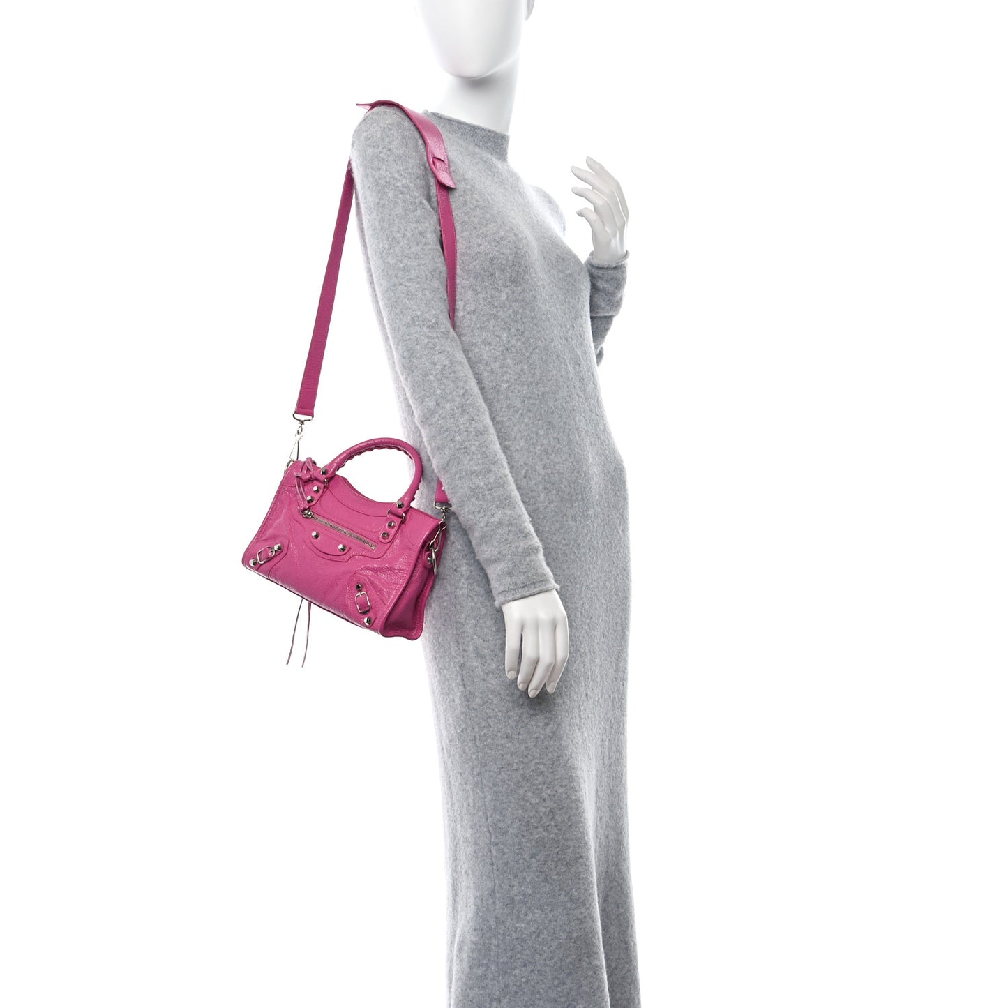 Agneau Silver Hardware Mini City Rose Flamingo