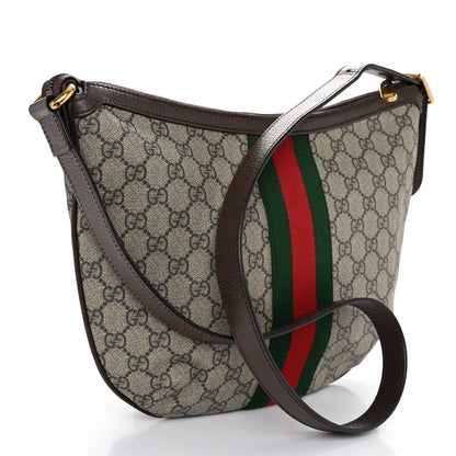 Gucci GG Supreme Monogram Textured Dollar Calfskin Web Small Ophidia Half Moon Hobo Beige Ebony New Acero 3 of 10