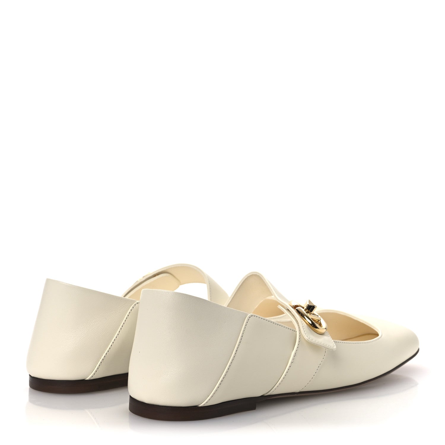 Valentino Garavani Calfskin VLogo Locker Mary Jane Ballerina Flats 39 Ivory 5 of 10