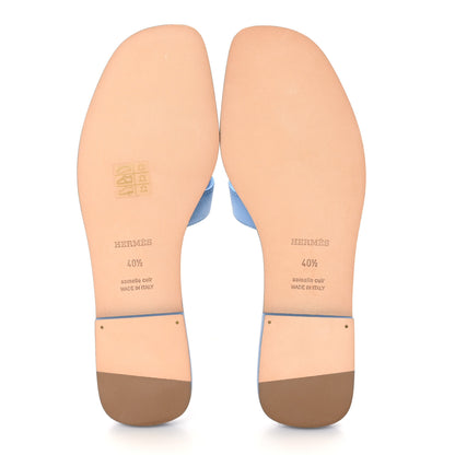 Hermes Calfskin Oran Sandals 40.5 Bleu Faience 6 of 10