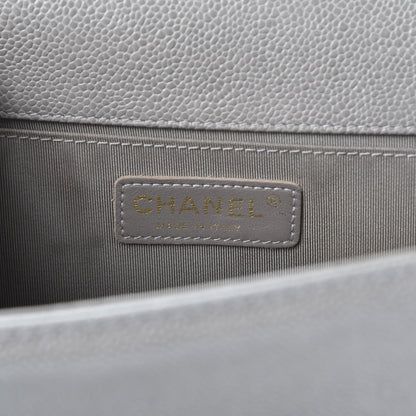 Chanel Caviar Quilted Medium Boy Flap Dark Beige 11 of 14