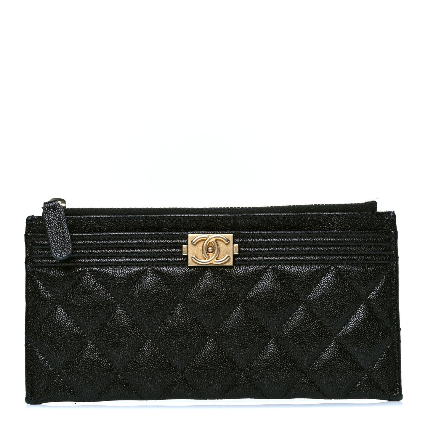 Caviar Quilted Classic Zip Boy Pouch Black