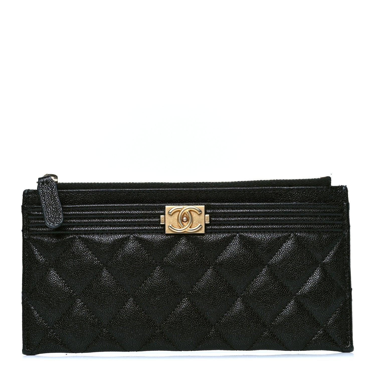 Chanel Caviar Quilted Classic Zip Boy Pouch Black 1 of 6