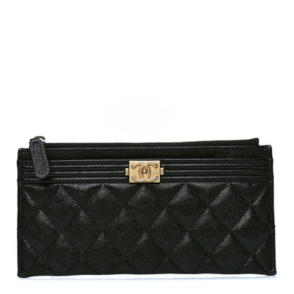 Chanel Caviar Quilted Classic Zip Boy Pouch Black 1 of 6