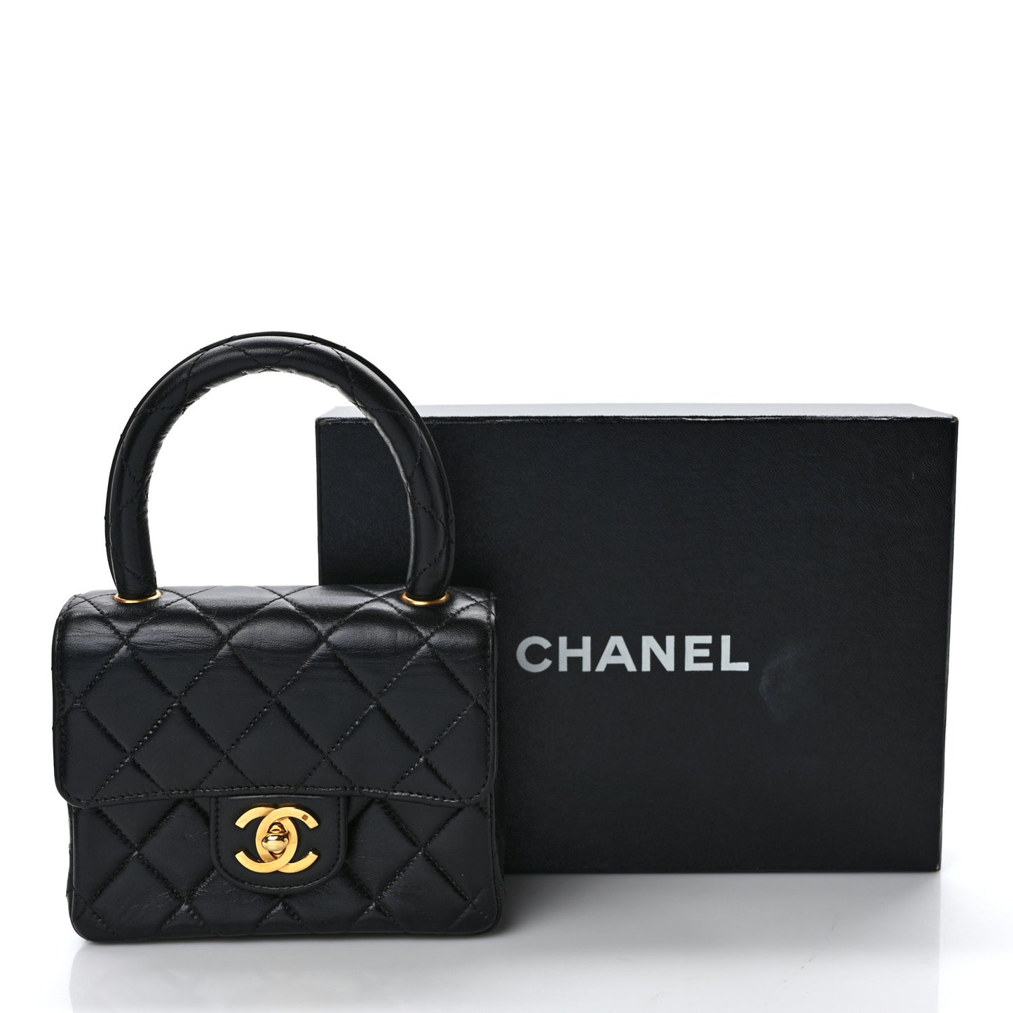 Lambskin Quilted Mini Kelly Flap Bag Black