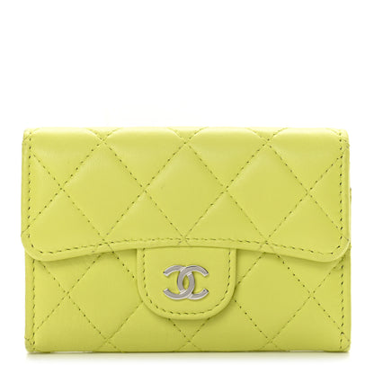 Chanel Lambskin Quilted Flap Card Holder Wallet Yellow 1 of 9