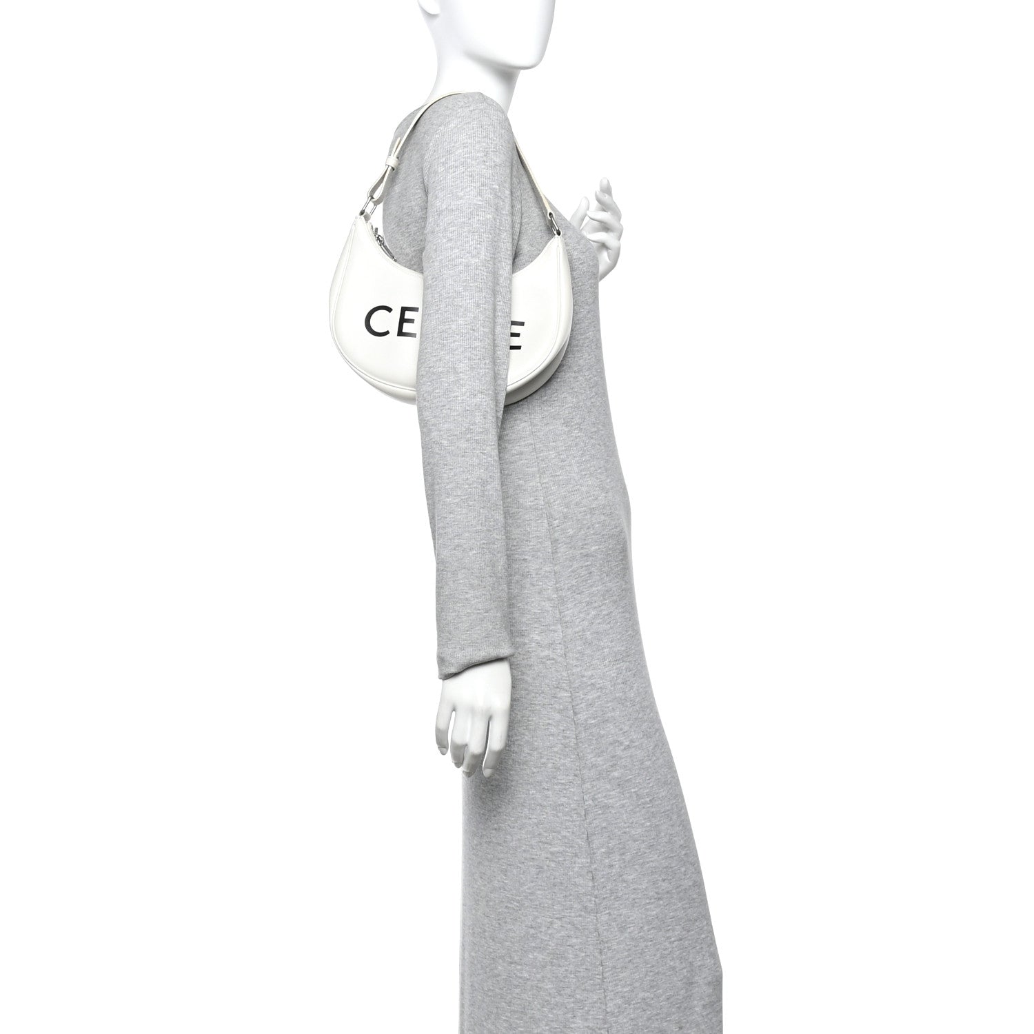 Celine Smooth Calfskin Ava Logo Shoulder Bag White 2 of 9