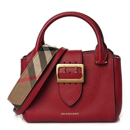 Burberry Soft Grain Calfskin Small Buckle Tote Parade Red 1 of 10