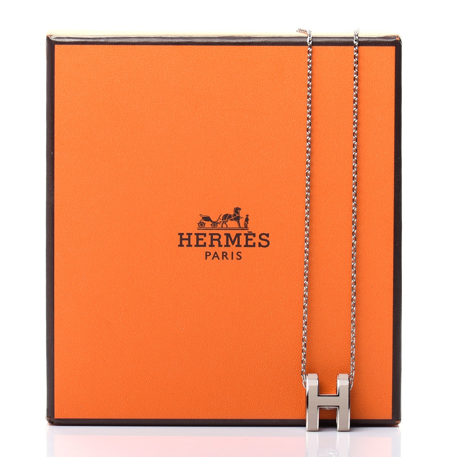 Hermes Palladium Pop H Pendant Necklace Marron Glace 6 of 6