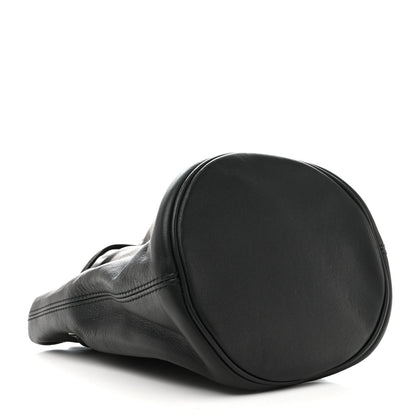Balenciaga Smooth Calfskin Logo XS Everyday Drawstring Bucket Bag Black 4 of 10